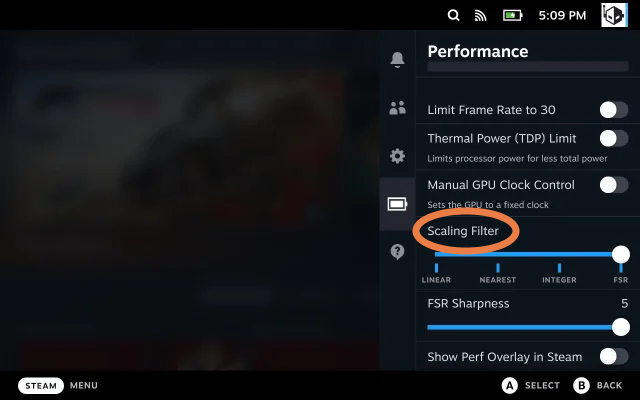 The Scaling Filter in the Steam Deck.