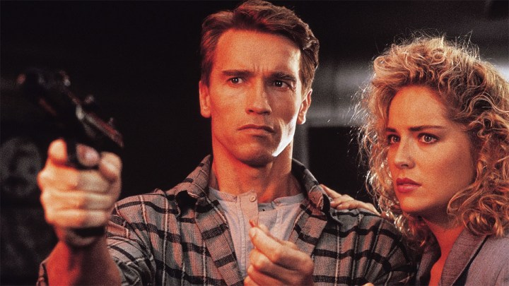 Arnold Schwarzenegger and Sharon Stone in Total Recall.