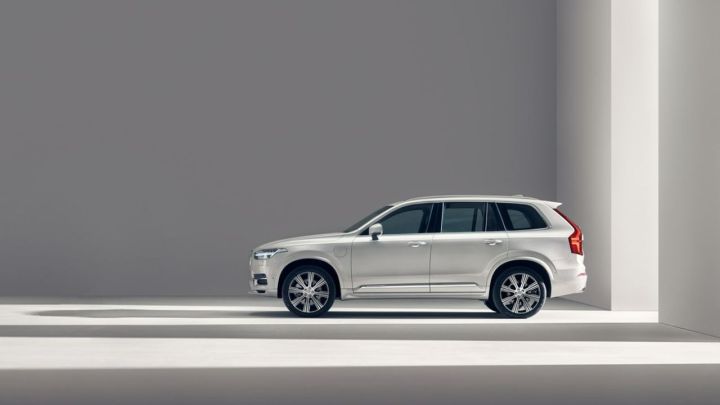 A Volvo car in a showroom.